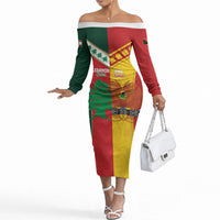 Custom Rugby Papua New Guinea and Lebanon Off The Shoulder Long Sleeve Dress PNG Kumuls Cedars Together