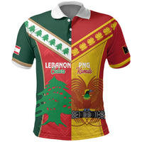 Custom Rugby Papua New Guinea and Lebanon Polo Shirt PNG Kumuls Cedars Together