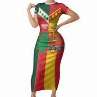 Custom Rugby Papua New Guinea and Lebanon Short Sleeve Bodycon Dress PNG Kumuls Cedars Together
