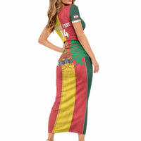 Custom Rugby Papua New Guinea and Lebanon Short Sleeve Bodycon Dress PNG Kumuls Cedars Together