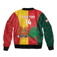 Custom Rugby Papua New Guinea and Lebanon Sleeve Zip Bomber Jacket PNG Kumuls Cedars Together