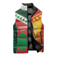 Custom Rugby Papua New Guinea and Lebanon Sleeveless Puffer Jacket PNG Kumuls Cedars Together