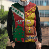 Custom Rugby Papua New Guinea and Lebanon Sleeveless Puffer Jacket PNG Kumuls Cedars Together