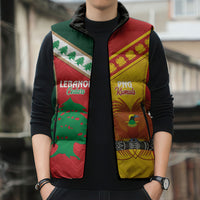 Custom Rugby Papua New Guinea and Lebanon Sleeveless Puffer Jacket PNG Kumuls Cedars Together