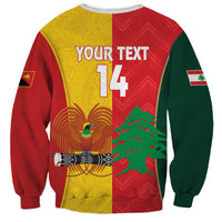 Custom Rugby Papua New Guinea and Lebanon Sweatshirt PNG Kumuls Cedars Together