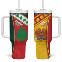 Rugby Papua New Guinea and Lebanon Tumbler With Handle PNG Kumuls Cedars Together