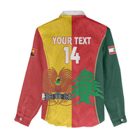 Custom Rugby Papua New Guinea and Lebanon Women Casual Shirt PNG Kumuls Cedars Together