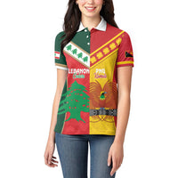 Custom Rugby Papua New Guinea and Lebanon Women Polo Shirt PNG Kumuls Cedars Together