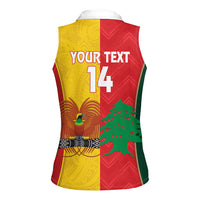 Custom Rugby Papua New Guinea and Lebanon Women Sleeveless Polo Shirt PNG Kumuls Cedars Together