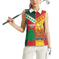 Custom Rugby Papua New Guinea and Lebanon Women Sleeveless Polo Shirt PNG Kumuls Cedars Together