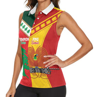 Custom Rugby Papua New Guinea and Lebanon Women Sleeveless Polo Shirt PNG Kumuls Cedars Together