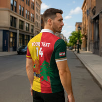 Custom Rugby Papua New Guinea and Lebanon Zipper Polo Shirt PNG Kumuls Cedars Together