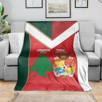 Rugby Tonga and Lebanon Blanket Mate Maa Tonga Cedars Together