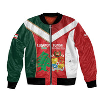 Custom Rugby Tonga and Lebanon Bomber Jacket Mate Maa Tonga Cedars Together