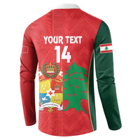Custom Rugby Tonga and Lebanon Button Sweatshirt Mate Maa Tonga Cedars Together