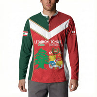 Custom Rugby Tonga and Lebanon Button Sweatshirt Mate Maa Tonga Cedars Together