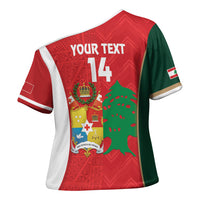 Custom Rugby Tonga and Lebanon Cross Shoulder Shirt Mate Maa Tonga Cedars Together