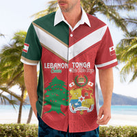 Custom Rugby Tonga and Lebanon Hawaiian Shirt Mate Maa Tonga Cedars Together