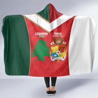 Rugby Tonga and Lebanon Hooded Blanket Mate Maa Tonga Cedars Together