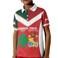 Custom Rugby Tonga and Lebanon Kid Polo Shirt Mate Maa Tonga Cedars Together