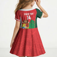 Custom Rugby Tonga and Lebanon Kid Short Sleeve Dress Mate Maa Tonga Cedars Together