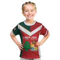 Custom Rugby Tonga and Lebanon Kid T Shirt Mate Maa Tonga Cedars Together