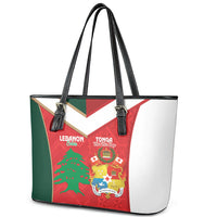 Rugby Tonga and Lebanon Leather Tote Bag Mate Maa Tonga Cedars Together