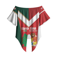 Custom Rugby Tonga and Lebanon Off Shoulder Wrap Waist Top Mate Maa Tonga Cedars Together