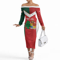 Custom Rugby Tonga and Lebanon Off The Shoulder Long Sleeve Dress Mate Maa Tonga Cedars Together