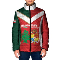 Custom Rugby Tonga and Lebanon Padded Jacket Mate Maa Tonga Cedars Together