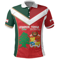 Custom Rugby Tonga and Lebanon Polo Shirt Mate Maa Tonga Cedars Together
