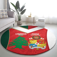 Rugby Tonga and Lebanon Round Carpet Mate Maa Tonga Cedars Together