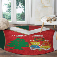 Rugby Tonga and Lebanon Round Carpet Mate Maa Tonga Cedars Together