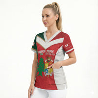 Custom Rugby Tonga and Lebanon Scrub Top Mate Maa Tonga Cedars Together