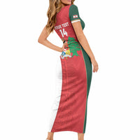 Custom Rugby Tonga and Lebanon Short Sleeve Bodycon Dress Mate Maa Tonga Cedars Together