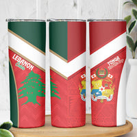 Rugby Tonga and Lebanon Skinny Tumbler Mate Maa Tonga Cedars Together
