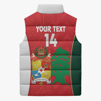 Custom Rugby Tonga and Lebanon Sleeveless Puffer Jacket Mate Maa Tonga Cedars Together