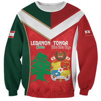 Custom Rugby Tonga and Lebanon Sweatshirt Mate Maa Tonga Cedars Together