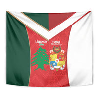 Rugby Tonga and Lebanon Tapestry Mate Maa Tonga Cedars Together