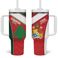 Rugby Tonga and Lebanon Tumbler With Handle Mate Maa Tonga Cedars Together