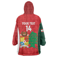 Custom Rugby Tonga and Lebanon Wearable Blanket Hoodie Mate Maa Tonga Cedars Together