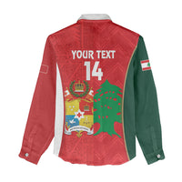 Custom Rugby Tonga and Lebanon Women Casual Shirt Mate Maa Tonga Cedars Together