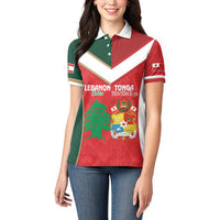 Custom Rugby Tonga and Lebanon Women Polo Shirt Mate Maa Tonga Cedars Together