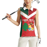 Custom Rugby Tonga and Lebanon Women Sleeveless Polo Shirt Mate Maa Tonga Cedars Together