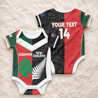 Custom Rugby New Zealand and Lebanon Baby Onesie All Black Cedars Together