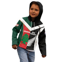 Custom Rugby New Zealand and Lebanon Kid Hoodie All Black Cedars Together
