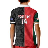 Custom Rugby New Zealand and Lebanon Kid Polo Shirt All Black Cedars Together