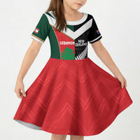 Custom Rugby New Zealand and Lebanon Kid Short Sleeve Dress All Black Cedars Together