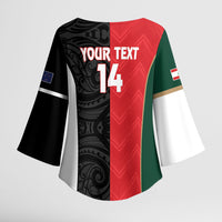 Custom Rugby New Zealand and Lebanon Kimono Sleeve Blouse All Black Cedars Together