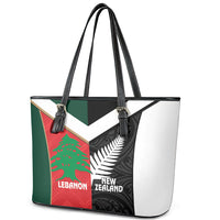 Rugby New Zealand and Lebanon Leather Tote Bag All Black Cedars Together